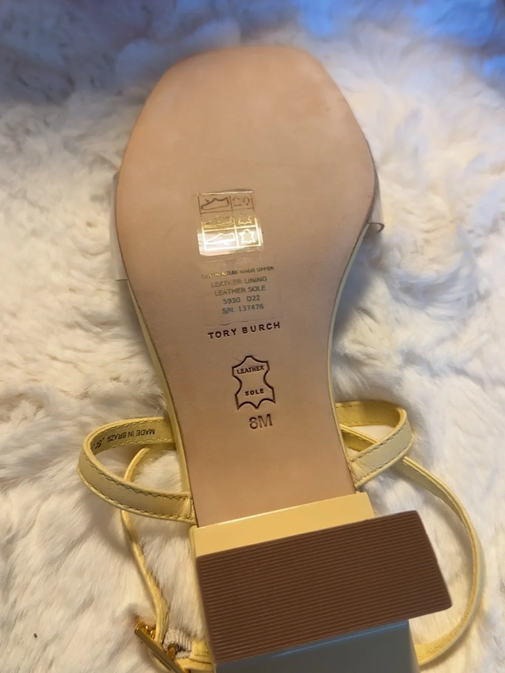 Tory Burch Champagne Ivory Metallic T-Strap Platform Sandals